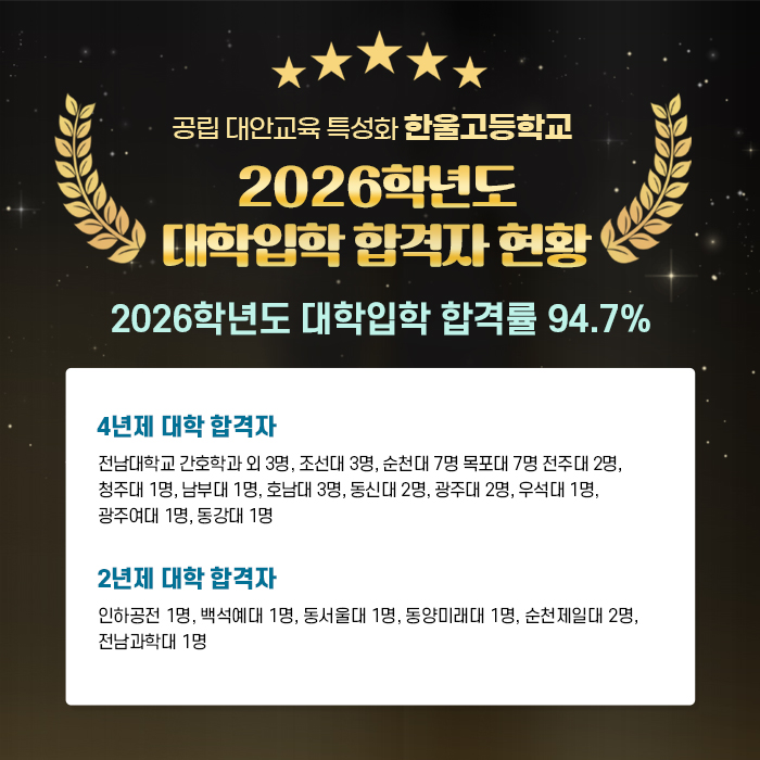 2026학년도 대학입학 합격자 현황